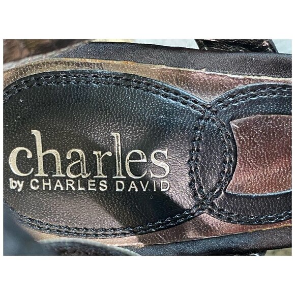 Charles by Charles David Black Satin Formal Heels w Rhinestones Women's Sz 7.5 - Picture 5 of 12